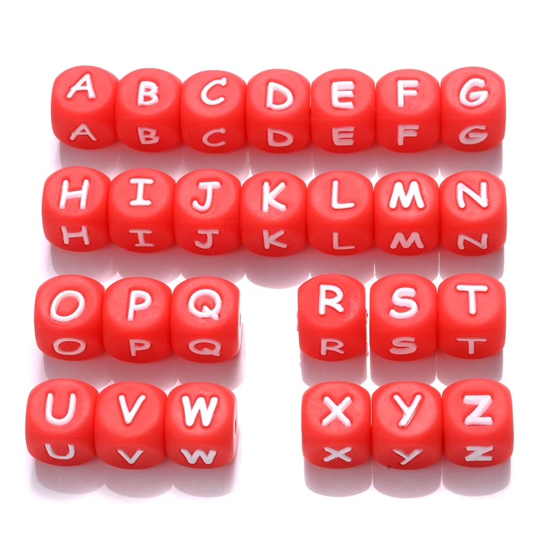 50Pcs Silicone Alphabet Letter Beads 12mm Square Alphabet Spacer Bead For Jewelry Making Pacifier Chain Name Teether Bulk