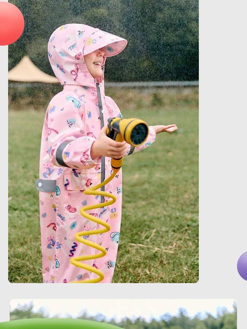 1-12 Years Old Cartoon Dinosaur Waterproof Jumpsuit Raincoat Hooded Kids One-Piece Rain Coat Tour Children Rain Gear Suit