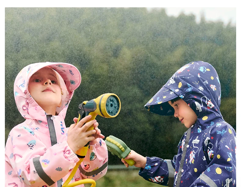 1-12 Years Old Cartoon Dinosaur Waterproof Jumpsuit Raincoat Hooded Kids One-Piece Rain Coat Tour Children Rain Gear Suit