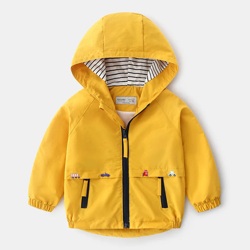 High Quality Spring Autumn Boys Coat Cartoon Car Hooded Zipper Sport Coat For 2-6 Years Kids Children Present Windbreaker