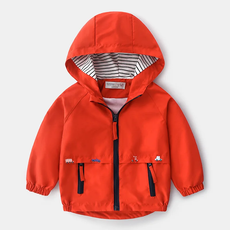 High Quality Spring Autumn Boys Coat Cartoon Car Hooded Zipper Sport Coat For 2-6 Years Kids Children Present Windbreaker