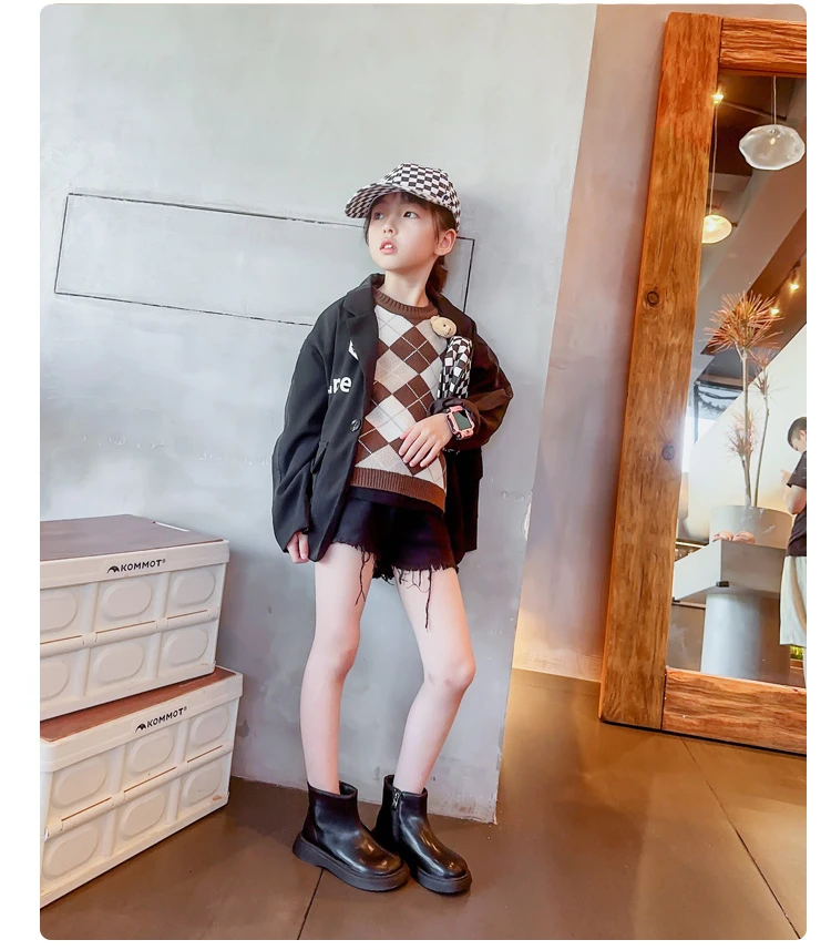 Children's Autumn Boots Fashion Round-toe PU Leather Kids Single Boots Causal Versatile Spring Girl's Ankle Boot Thick Bottom