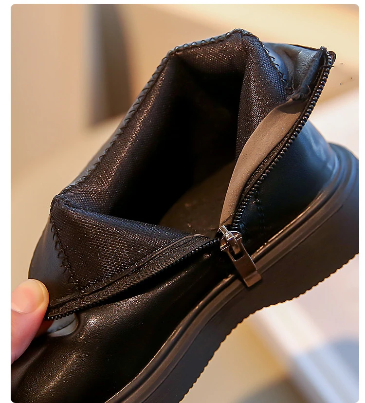 Children's Autumn Boots Fashion Round-toe PU Leather Kids Single Boots Causal Versatile Spring Girl's Ankle Boot Thick Bottom