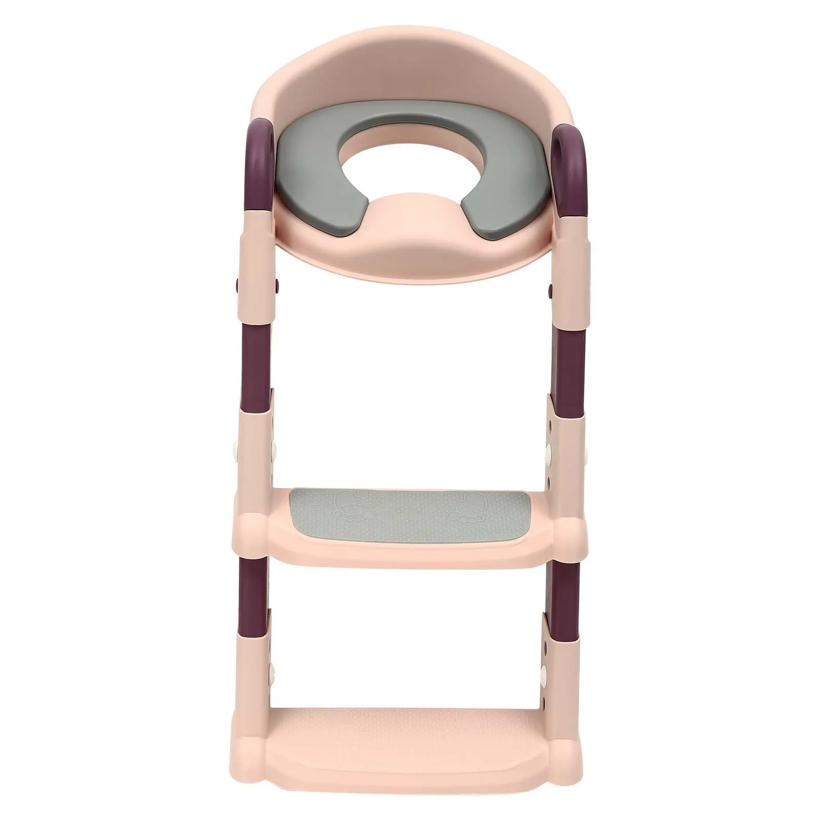 Foldable Kids Toilet Trainer Seat with Step, 6-Level Adjustable Toddler Toilet Seat with Non-Slip Pedals for V/U/O Toilets