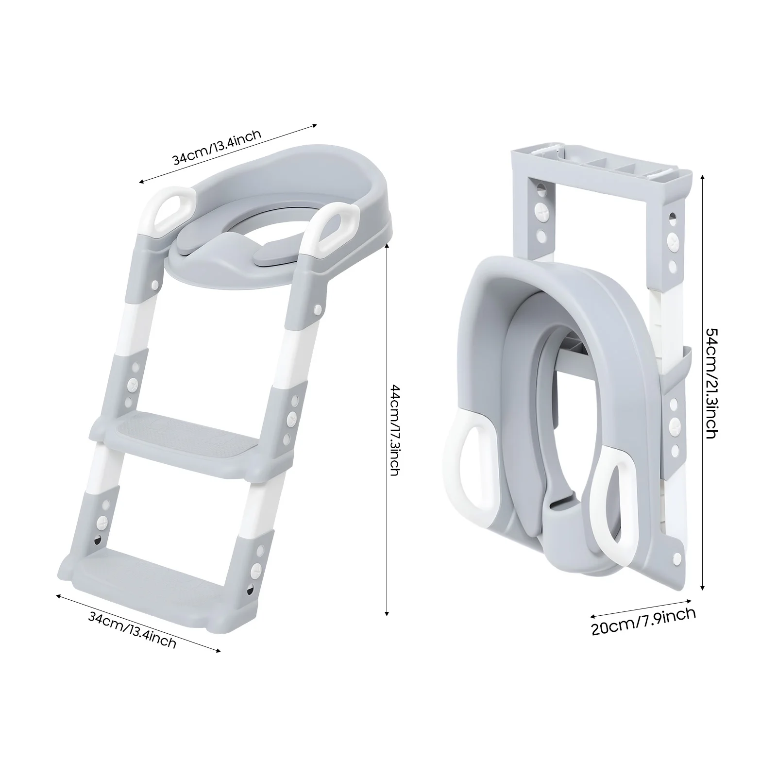 Foldable Kids Toilet Trainer Seat with Step, 6-Level Adjustable Toddler Toilet Seat with Non-Slip Pedals for V/U/O Toilets
