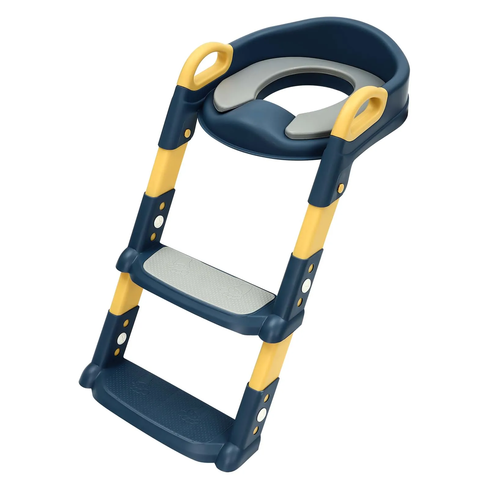 Foldable Kids Toilet Trainer Seat with Step, 6-Level Adjustable Toddler Toilet Seat with Non-Slip Pedals for V/U/O Toilets