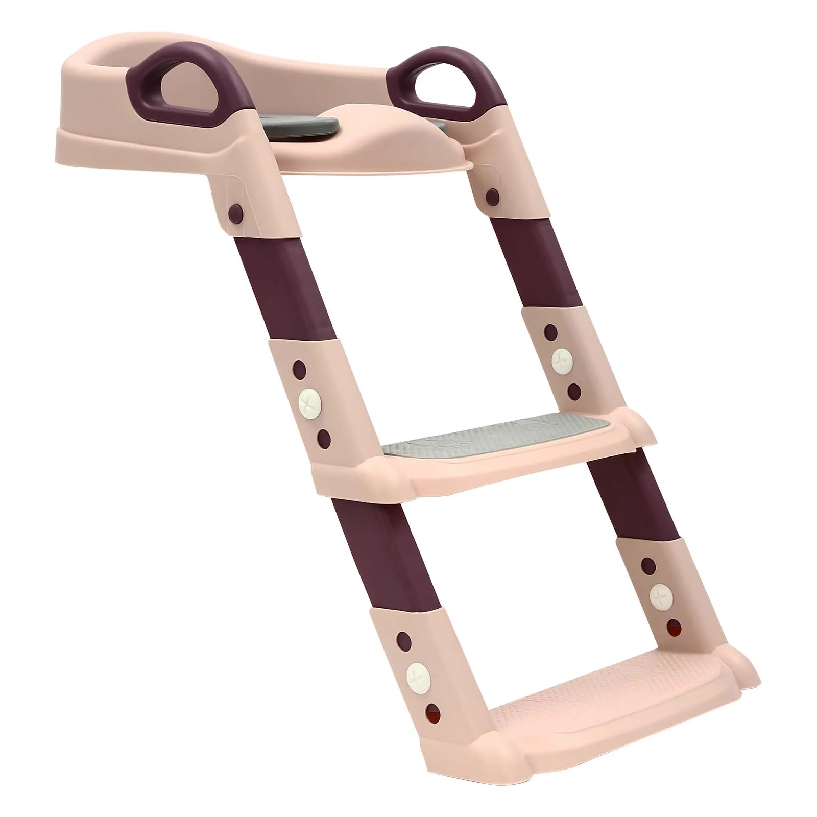 Foldable Kids Toilet Trainer Seat with Step, 6-Level Adjustable Toddler Toilet Seat with Non-Slip Pedals for V/U/O Toilets