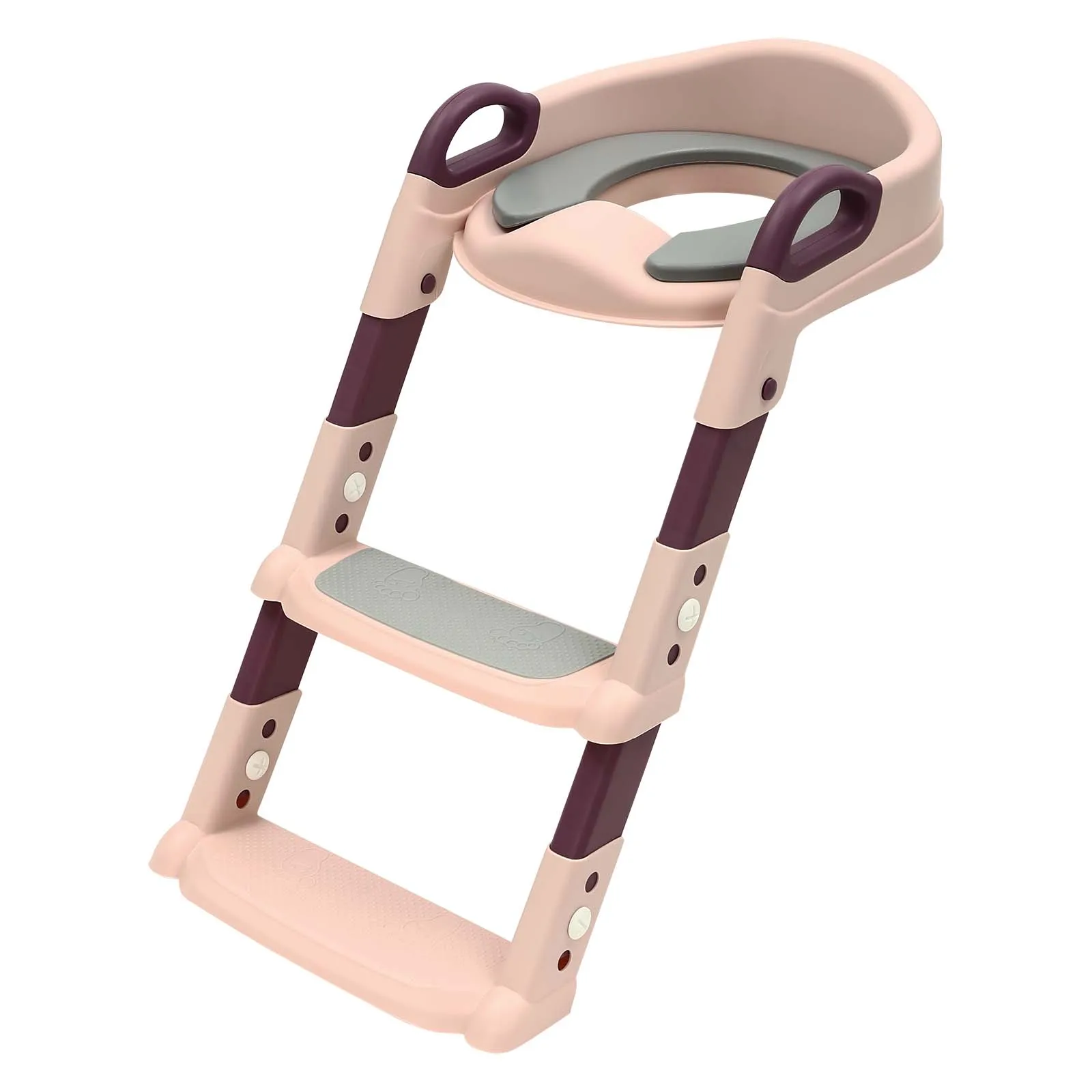 Foldable Kids Toilet Trainer Seat with Step, 6-Level Adjustable Toddler Toilet Seat with Non-Slip Pedals for V/U/O Toilets