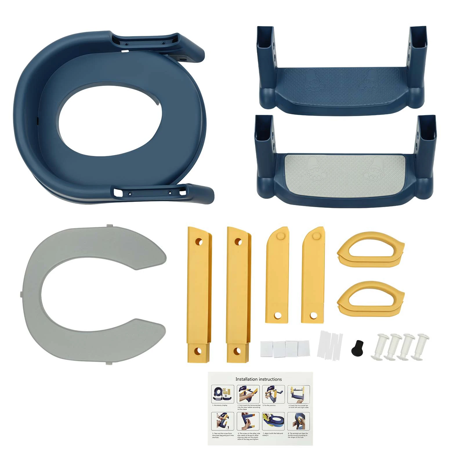 Foldable Kids Toilet Trainer Seat with Step, 6-Level Adjustable Toddler Toilet Seat with Non-Slip Pedals for V/U/O Toilets