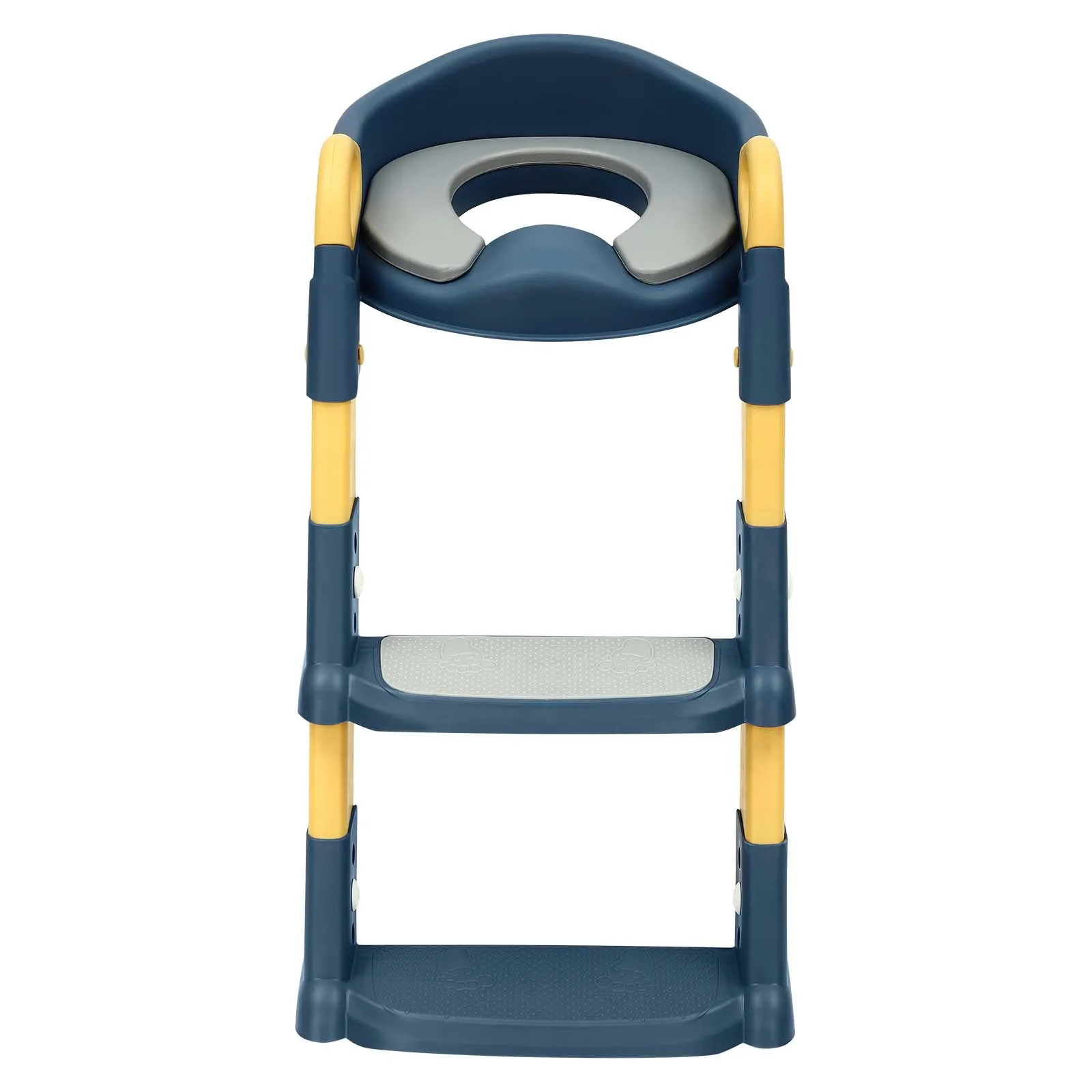 Foldable Kids Toilet Trainer Seat with Step, 6-Level Adjustable Toddler Toilet Seat with Non-Slip Pedals for V/U/O Toilets