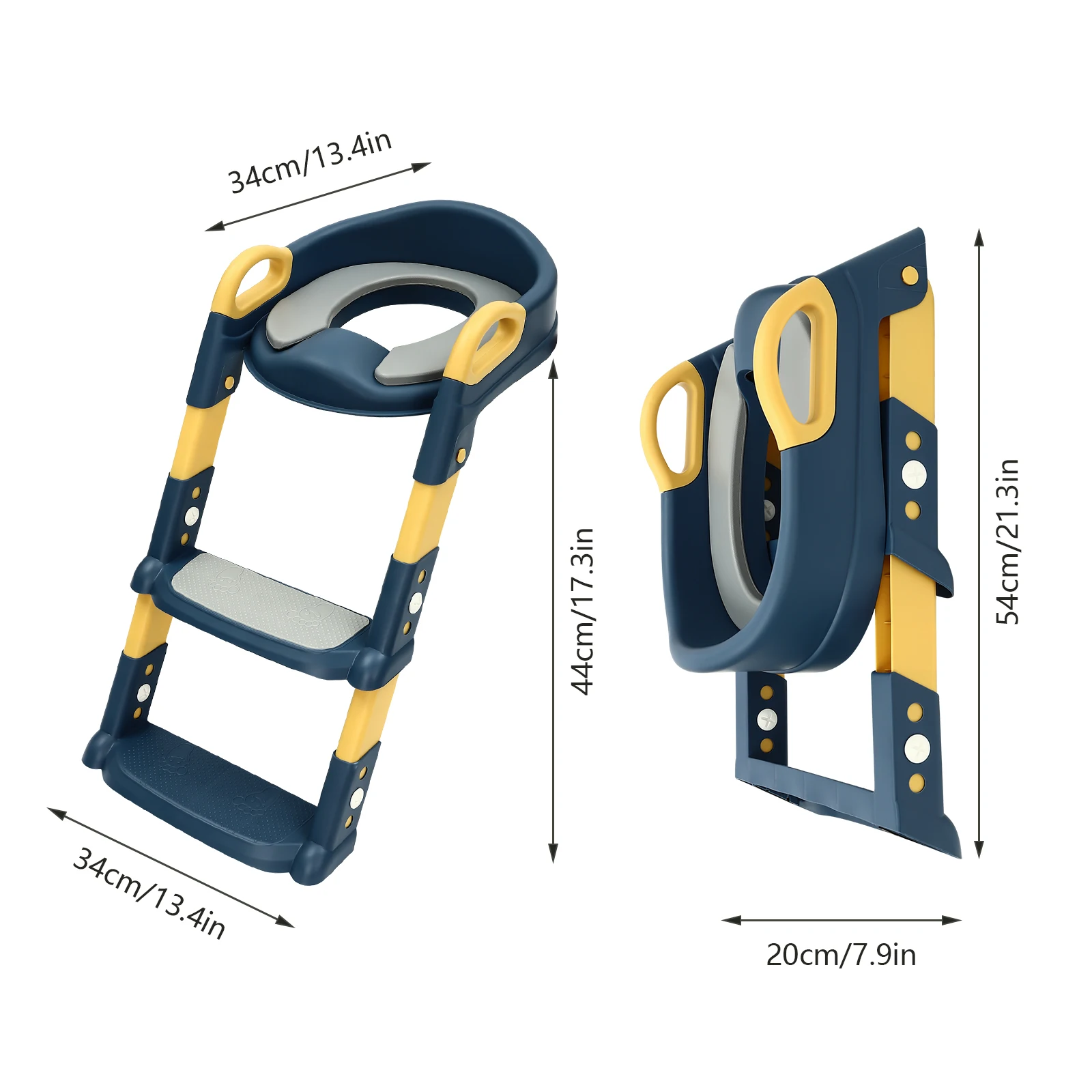 Foldable Kids Toilet Trainer Seat with Step, 6-Level Adjustable Toddler Toilet Seat with Non-Slip Pedals for V/U/O Toilets