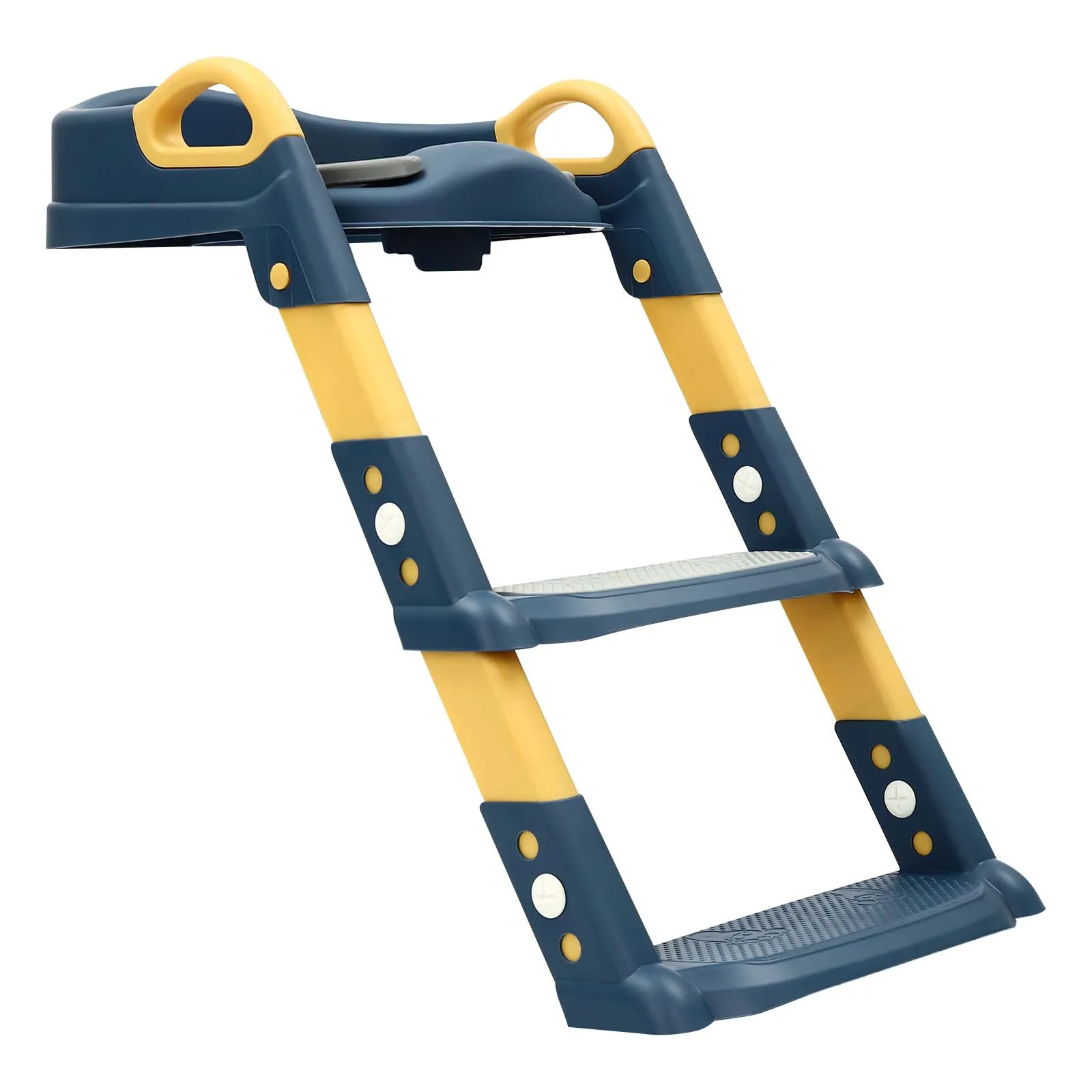 Foldable Kids Toilet Trainer Seat with Step, 6-Level Adjustable Toddler Toilet Seat with Non-Slip Pedals for V/U/O Toilets