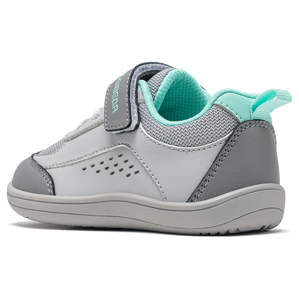HOBIBEAR Kids Toddler Wide Toe Shoes Barefoot Hook Loop Sneakers Zero Drop Artificial Leather Mesh Non-Slip Shoes