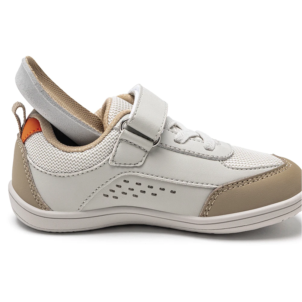 HOBIBEAR Kids Toddler Wide Toe Shoes Barefoot Hook Loop Sneakers Zero Drop Artificial Leather Mesh Non-Slip Shoes