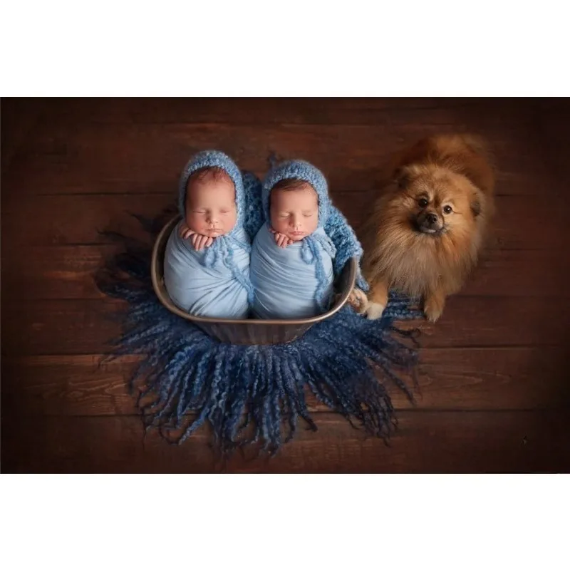 16”Curly Round Felted Blanket, Wool Newborn Photography Props for Photoshoot, Felted Baby Wrap Stuffer Fotografía de bebés