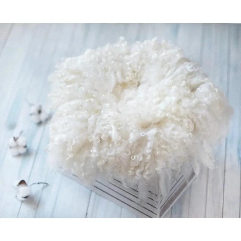 16”Curly Round Felted Blanket, Wool Newborn Photography Props for Photoshoot, Felted Baby Wrap Stuffer Fotografía de bebés
