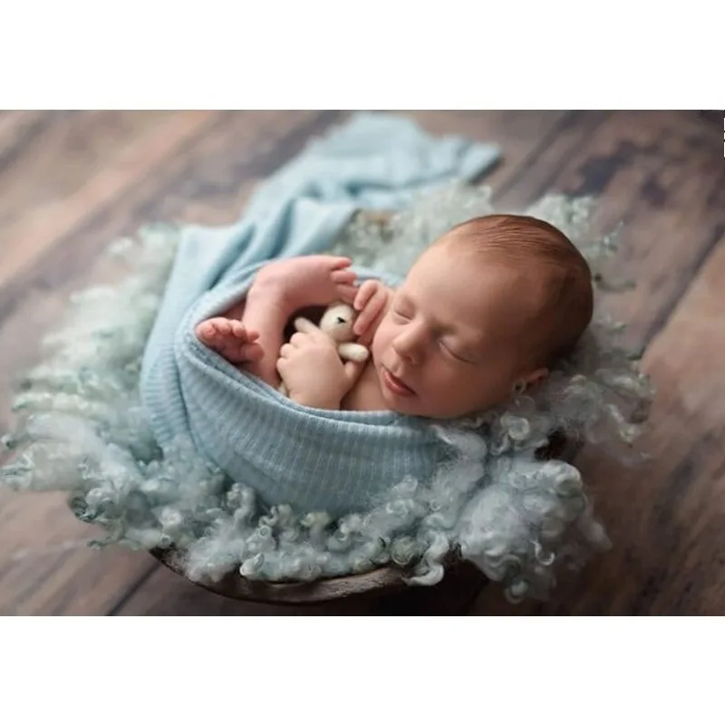 16”Curly Round Felted Blanket, Wool Newborn Photography Props for Photoshoot, Felted Baby Wrap Stuffer Fotografía de bebés