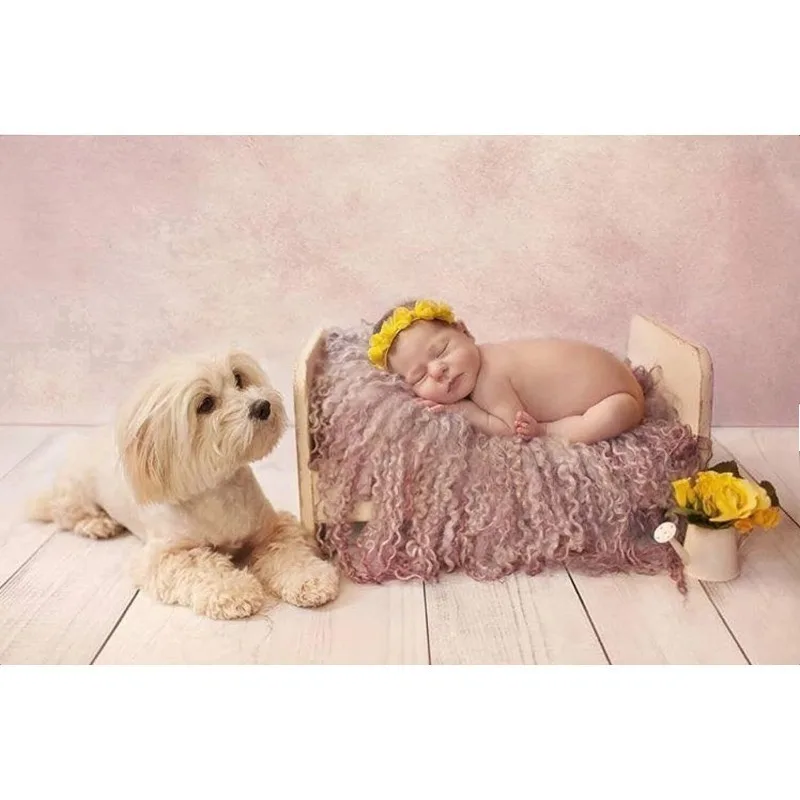 16”Curly Round Felted Blanket, Wool Newborn Photography Props for Photoshoot, Felted Baby Wrap Stuffer Fotografía de bebés