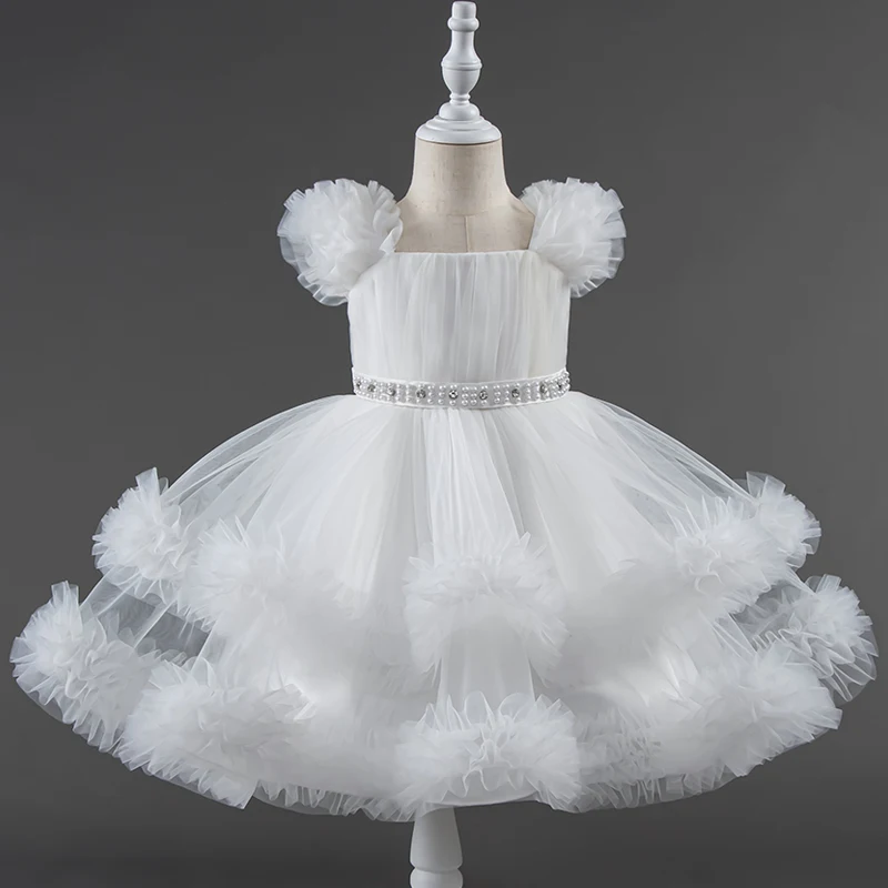 Baby Dress 0-5 Years Old Birthday Party Wedding Sleeveless Mesh Fluffy Cute Girl Princess Dress