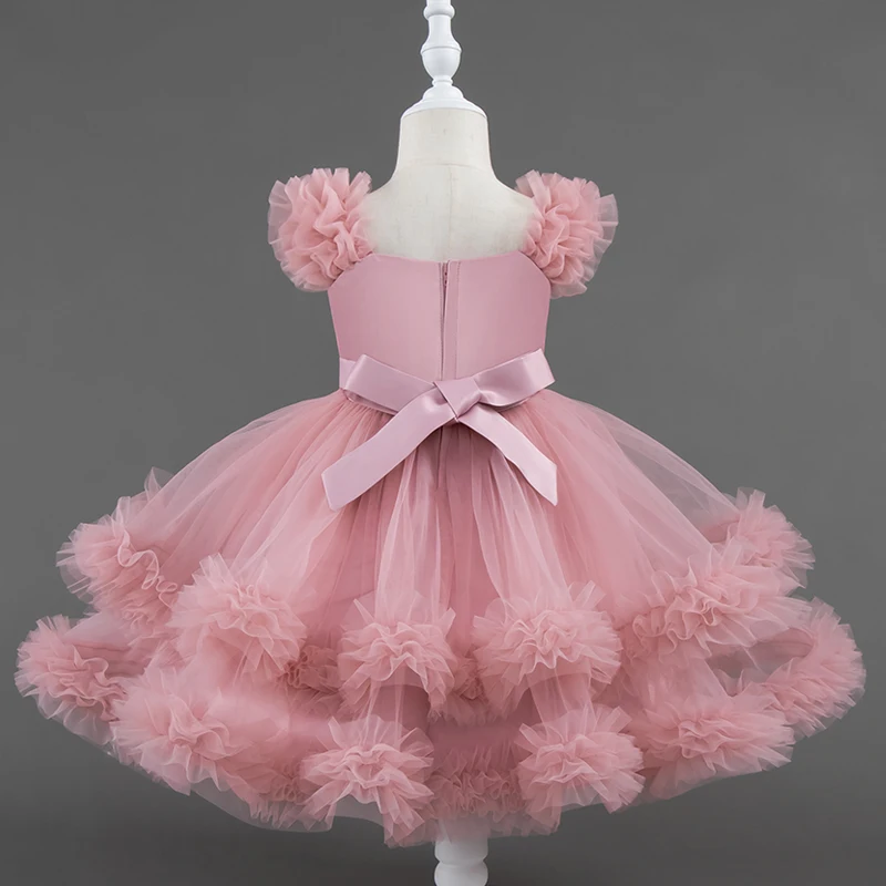 Baby Dress 0-5 Years Old Birthday Party Wedding Sleeveless Mesh Fluffy Cute Girl Princess Dress