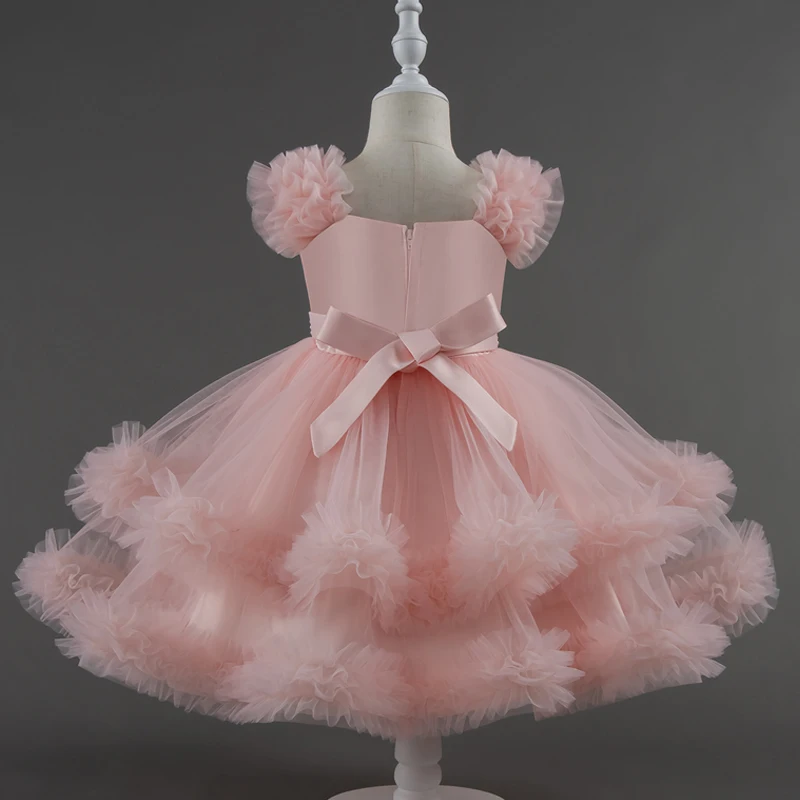 Baby Dress 0-5 Years Old Birthday Party Wedding Sleeveless Mesh Fluffy Cute Girl Princess Dress