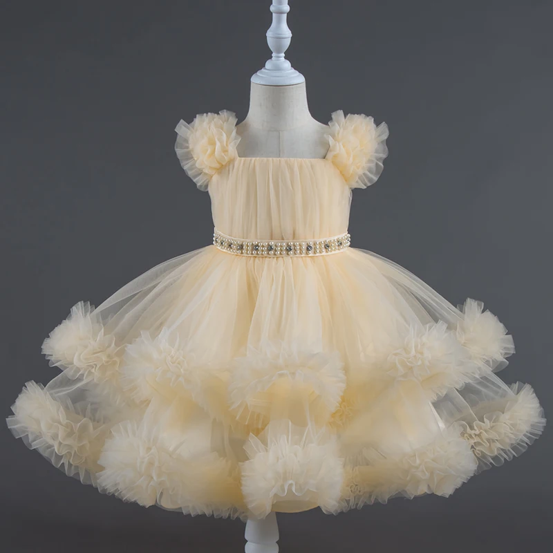 Baby Dress 0-5 Years Old Birthday Party Wedding Sleeveless Mesh Fluffy Cute Girl Princess Dress