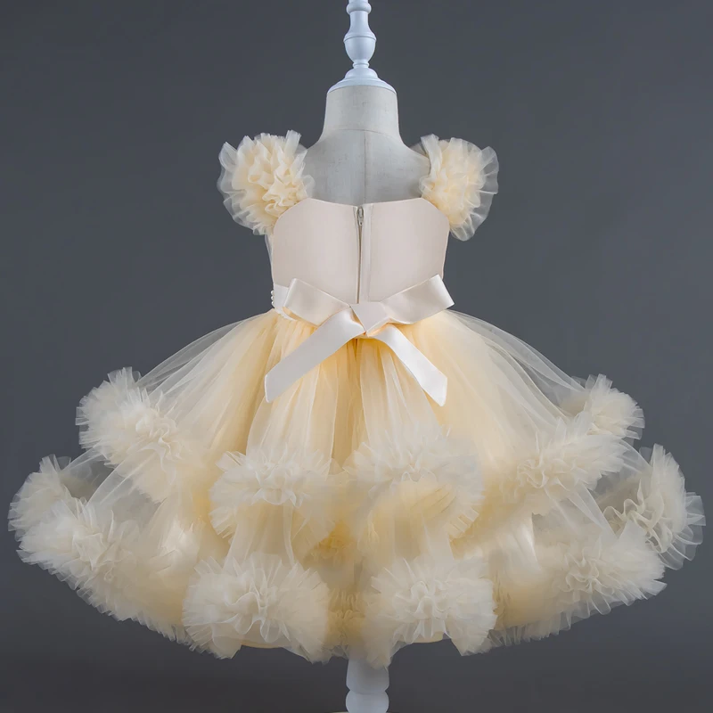 Baby Dress 0-5 Years Old Birthday Party Wedding Sleeveless Mesh Fluffy Cute Girl Princess Dress
