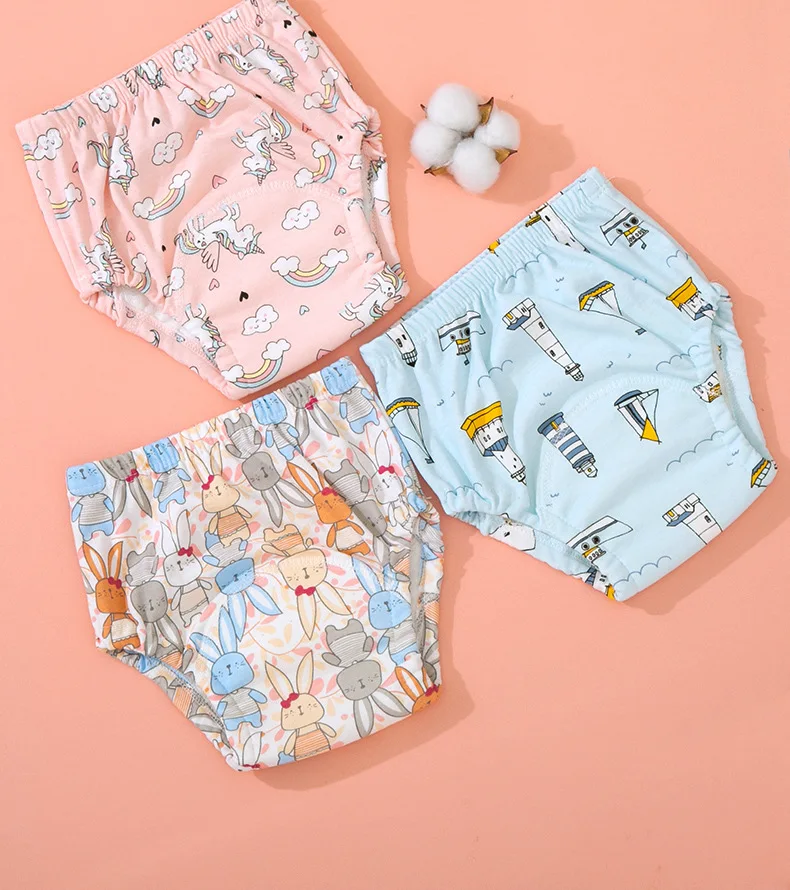 5pcs Baby Cotton Training Panties Waterproof Reusable Cloth Diapers Potty Training Underwear Nappies for Toddlers