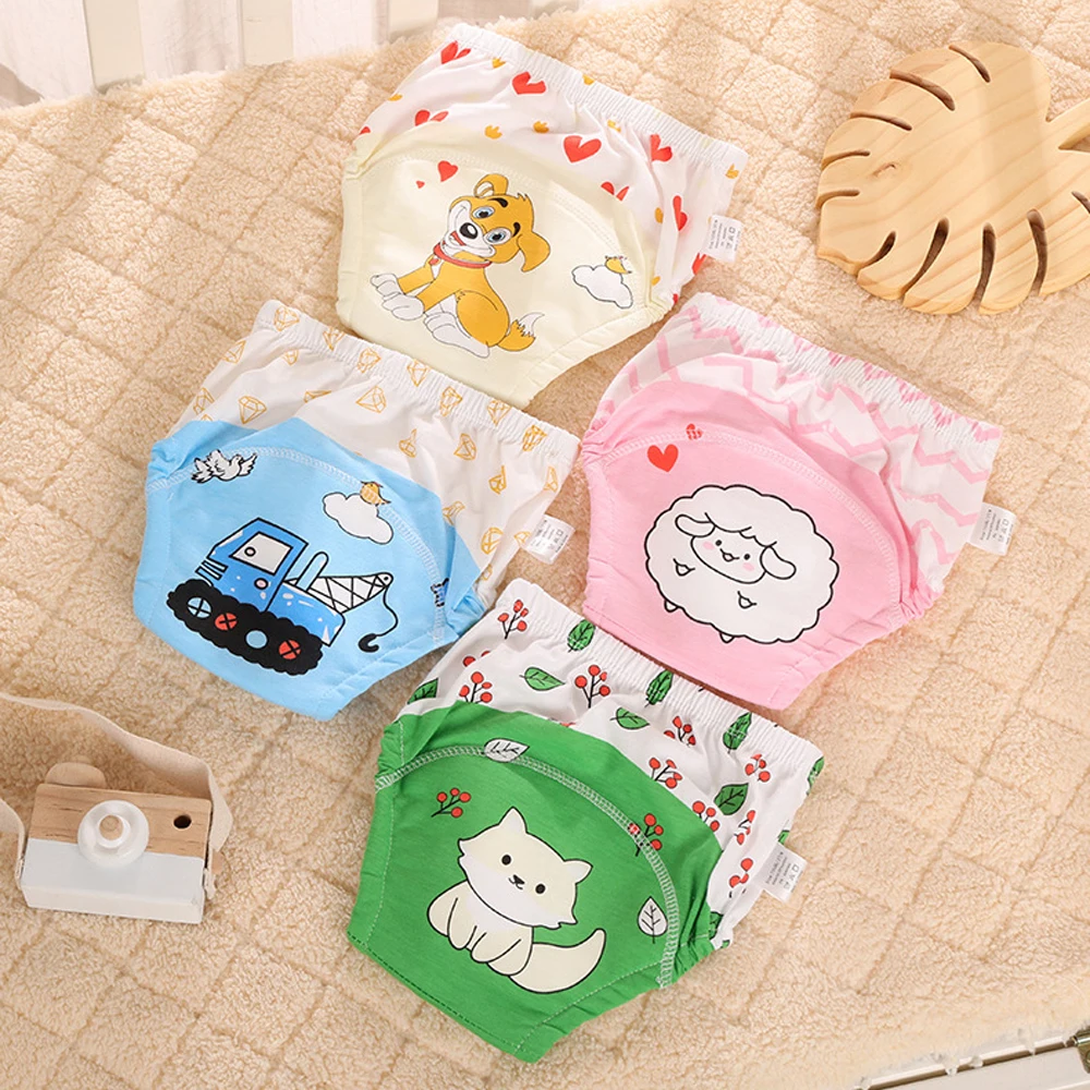 5pcs Baby Cotton Training Panties Waterproof Reusable Cloth Diapers Potty Training Underwear Nappies for Toddlers