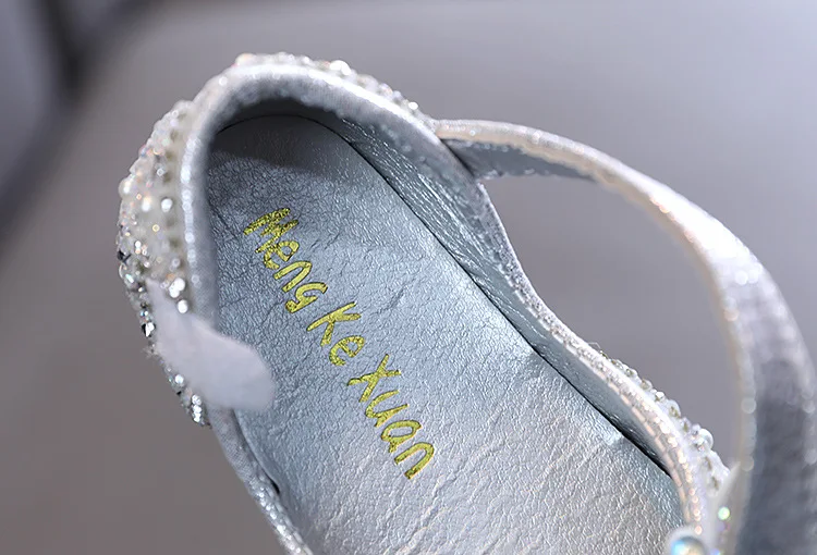 2025 Spring Summer New Korean Style Girls Princess Square Toe Rhinestone Bow Leather Shoes For Dance Performance
