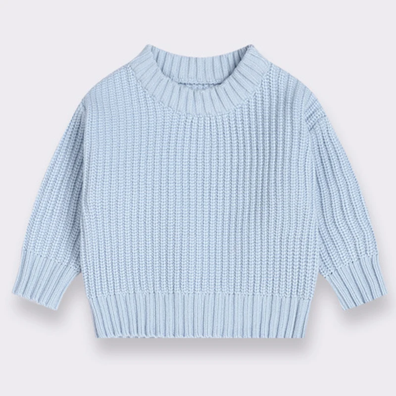 New Autumn Girls Sweater Kids Sweaters Chunky Knit Brief Spring Winter Sweaters Long Sleeve Boys Pullover Warm Knit Baby Clothes