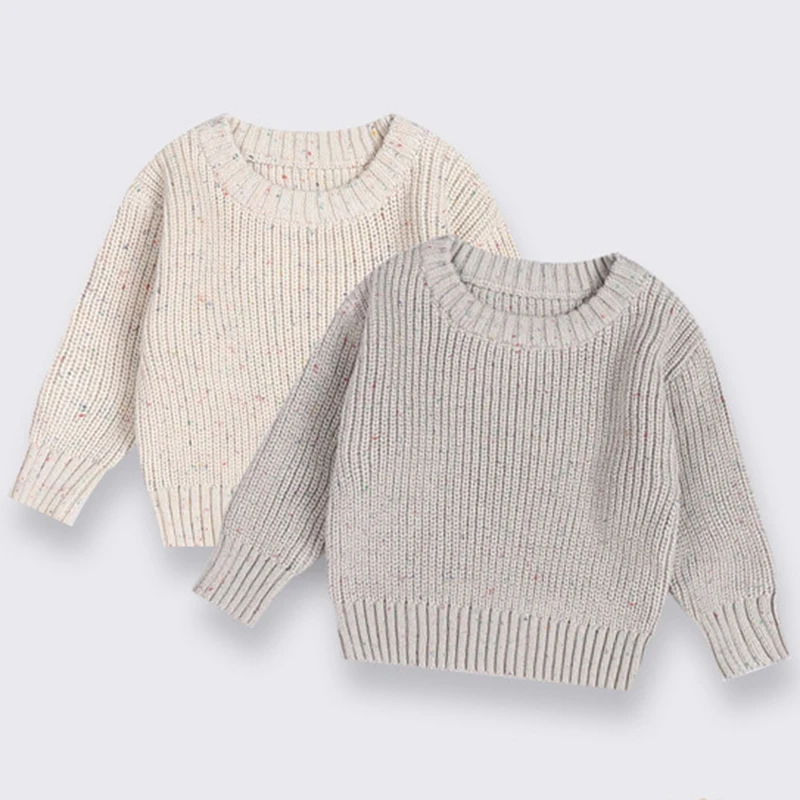 New Autumn Girls Sweater Kids Sweaters Chunky Knit Brief Spring Winter Sweaters Long Sleeve Boys Pullover Warm Knit Baby Clothes