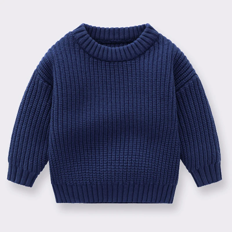 New Autumn Girls Sweater Kids Sweaters Chunky Knit Brief Spring Winter Sweaters Long Sleeve Boys Pullover Warm Knit Baby Clothes
