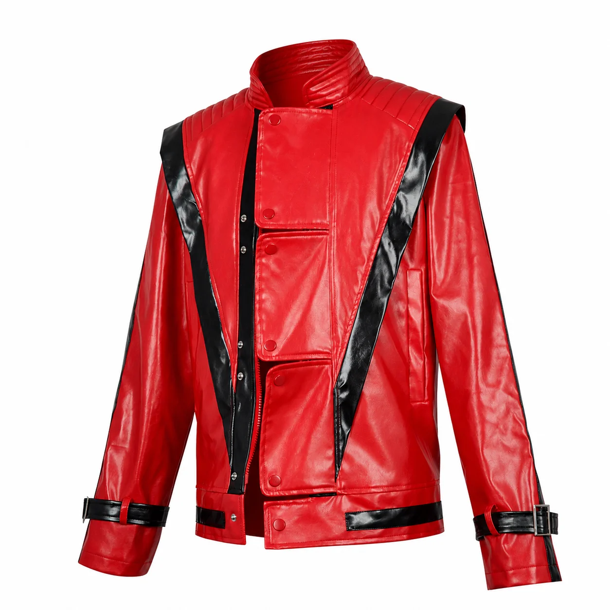 New Red Boys Handsome Fashion Jacket Michael Jackson Same Style Hip-Hop Leather Jacket Holiday Party Children's Clothing