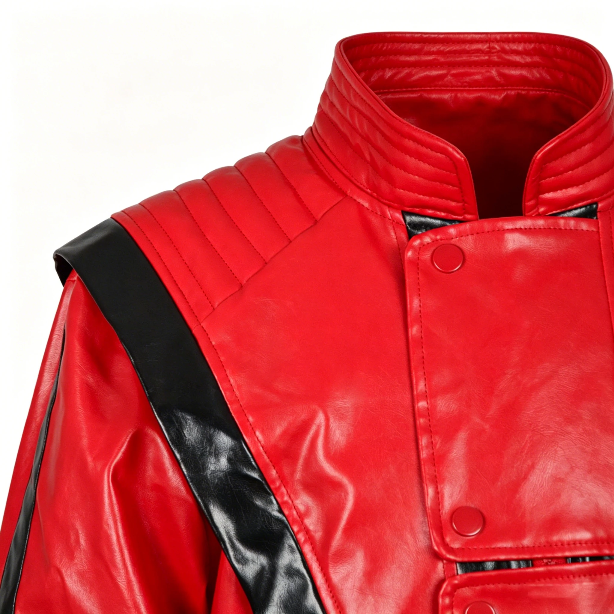 New Red Boys Handsome Fashion Jacket Michael Jackson Same Style Hip-Hop Leather Jacket Holiday Party Children's Clothing