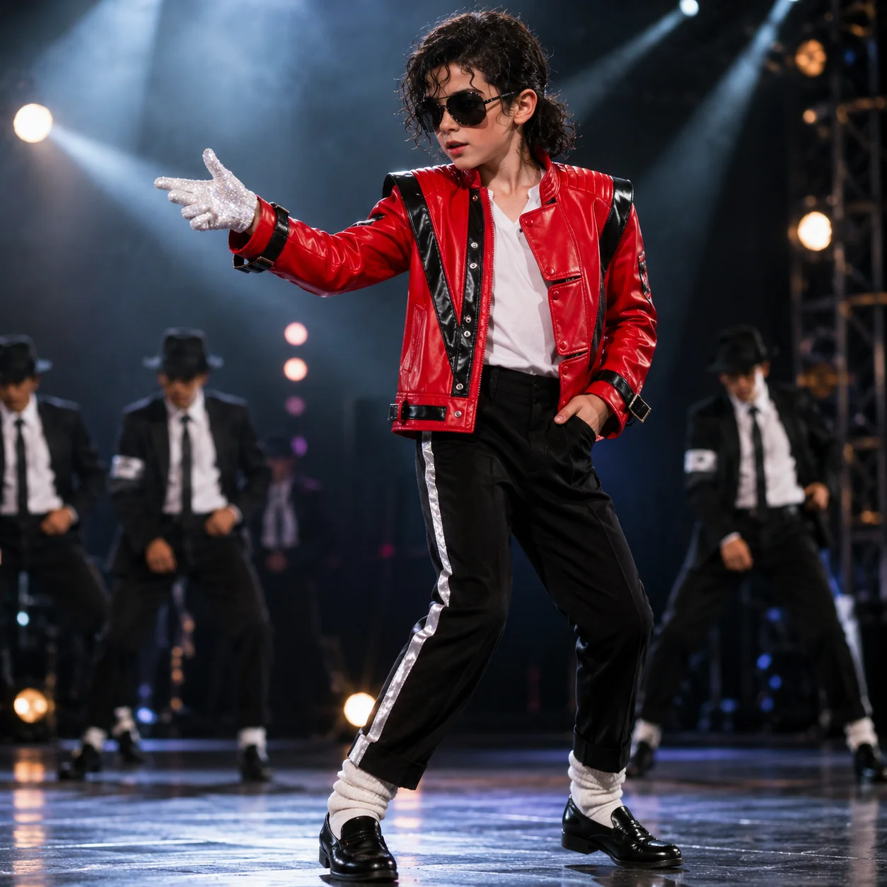 New Red Boys Handsome Fashion Jacket Michael Jackson Same Style Hip-Hop Leather Jacket Holiday Party Children's Clothing