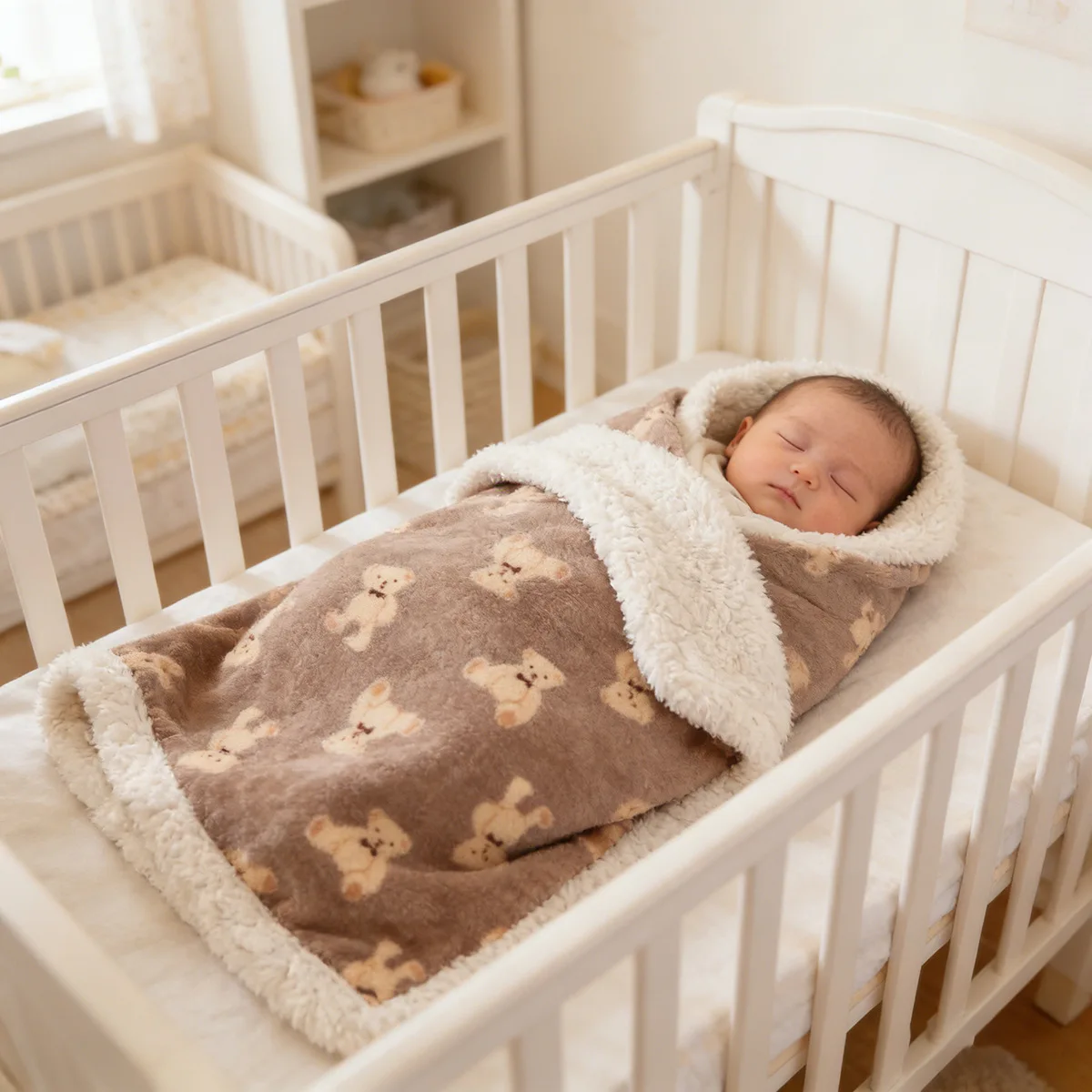 Winter Newborn Baby Swaddle Blanket Double Layer Thickened Flannel Lamb Wool Blankets Baby Bedding Stroller Cover Baby Items