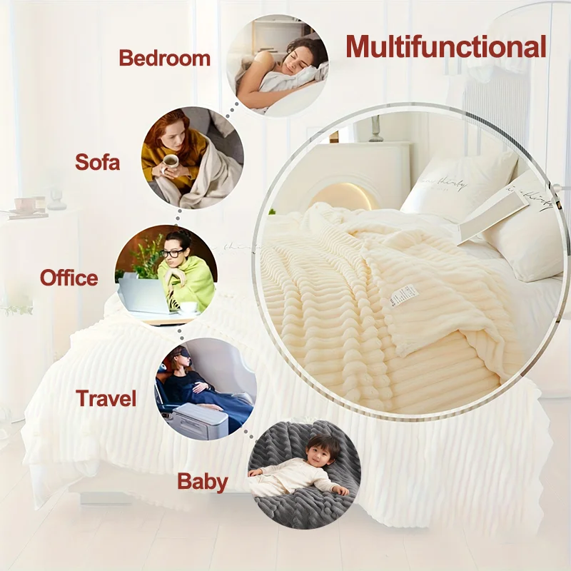 Throw Blanket All Season Soft Plush Cozy Bed Blanket Multifunctional Lightweight Warm Couch Blanket for Sofa Bed Travel