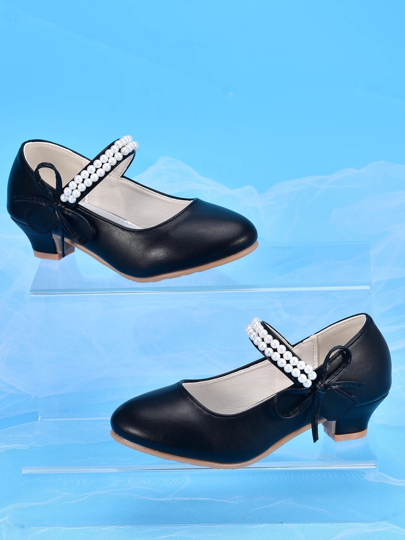 Girls' Princess Fashion High Heels, White, Ideal For Dresses, Performances, Birthday Parties