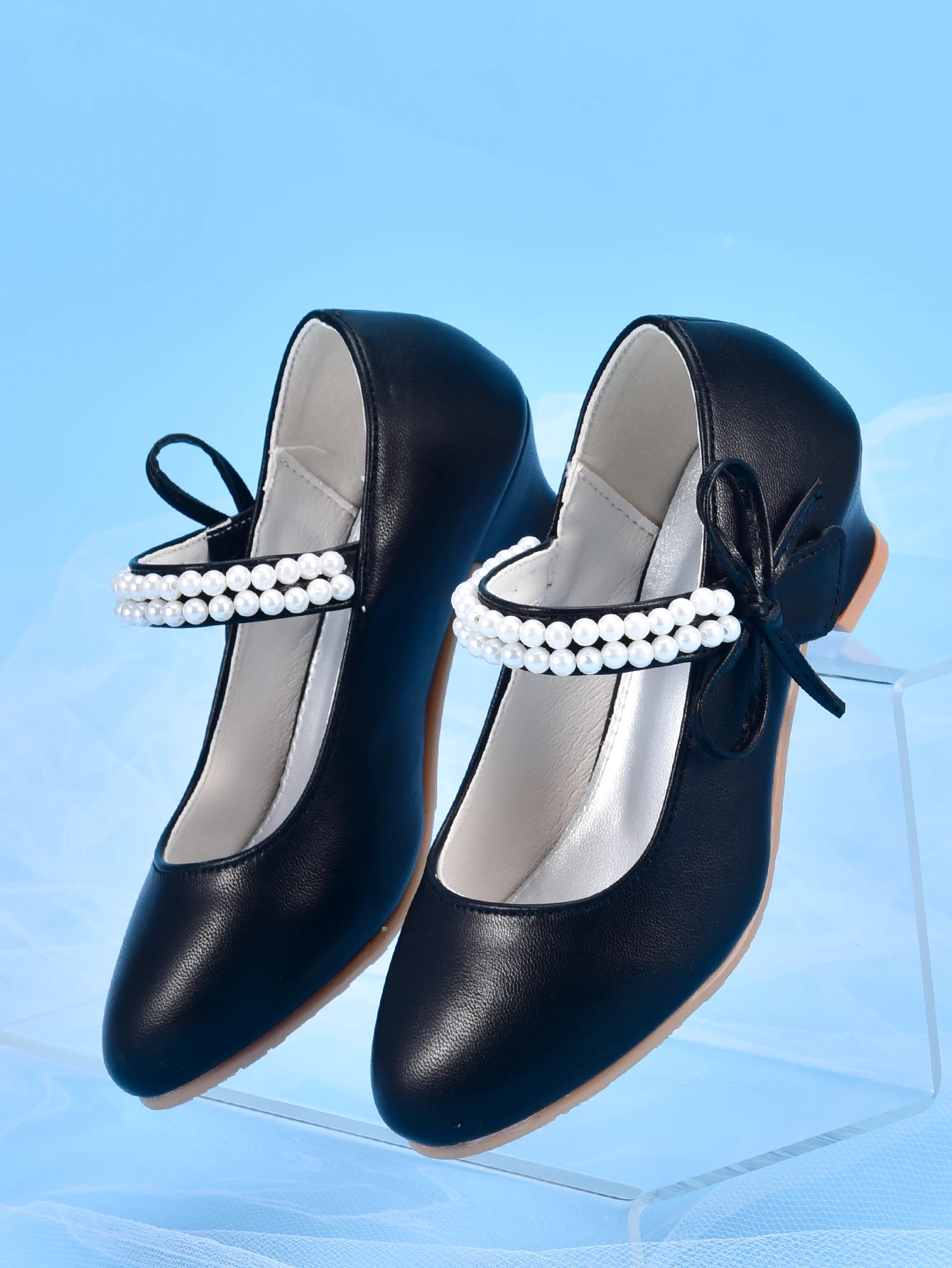 Girls' Princess Fashion High Heels, White, Ideal For Dresses, Performances, Birthday Parties