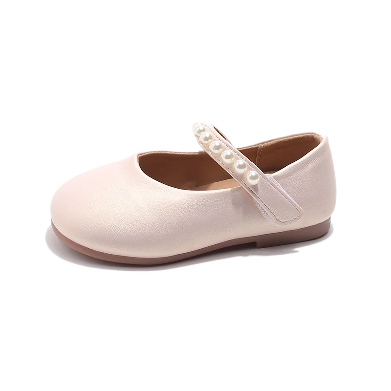 Autumn Girl's Princess Shoes Pearl Shallow Hook-loop Sweet Kid's Flat Shoe Solid Colors Anti-slip Fashion Sweet Children Shoe