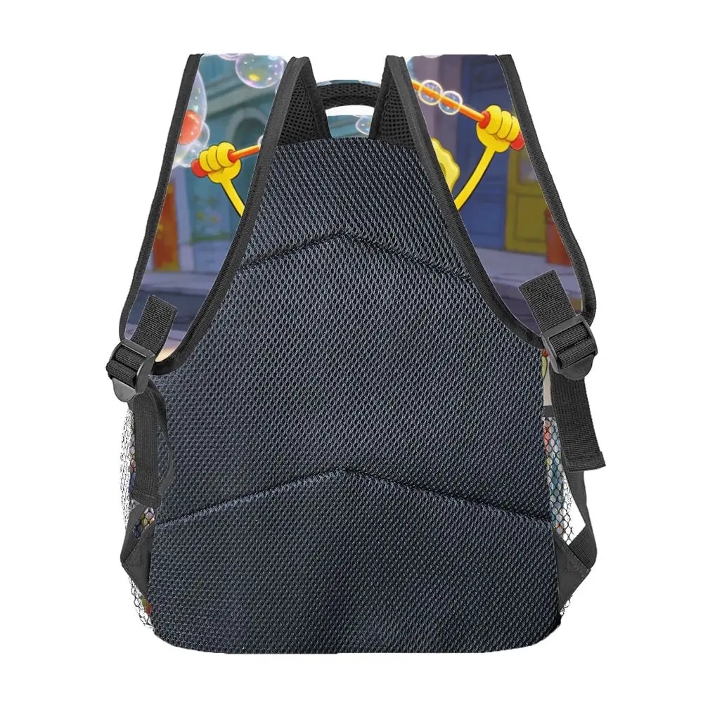SpongeBob SquarePants Backpack, Cartoon Print School Bookbag, Lightweight Travel Backpack with Mesh Pockets