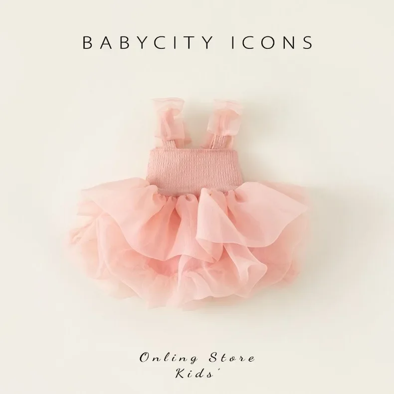 2026summer Fashion Baby Girl Princess Tutu Dress Bowknot Sleeve Child Tulle Vestido Pageant Party Birthday Baby Clothes 0-10Ynew