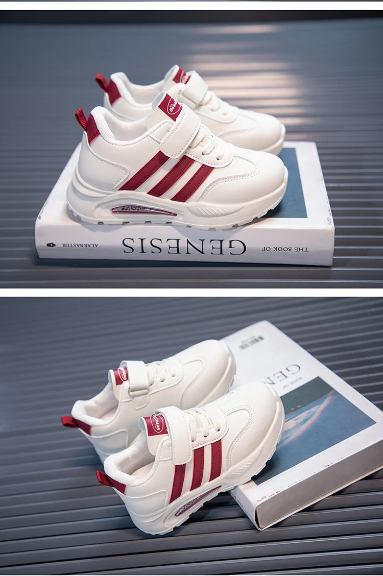 2026 New Spring Fall Sport Shoes for Boys Fashion Patchwork Stripes Dad Sneakers for Girls Black Khaki Gray Kids Trainers