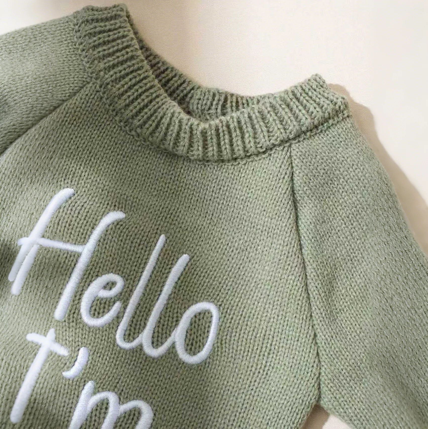 Ylsteed "Hello" Embroidery Knitting Newborn Birth Announcement Outfits Footed Jumpsuit Baby Boy Girl Photography Props Newborn