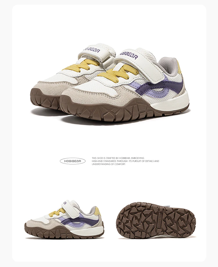 HOBIBEAR Toddler Kids Wide Toe Hiking Sneakers Artificial Leather Mesh Walking Shoes Trekking Outdoor Running Hook-Loop Sneaker