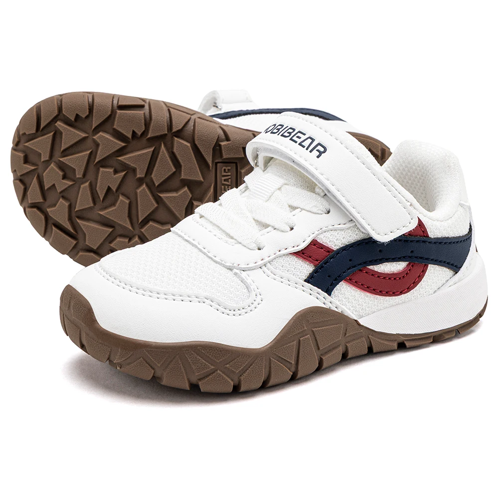 HOBIBEAR Toddler Kids Wide Toe Hiking Sneakers Artificial Leather Mesh Walking Shoes Trekking Outdoor Running Hook-Loop Sneaker