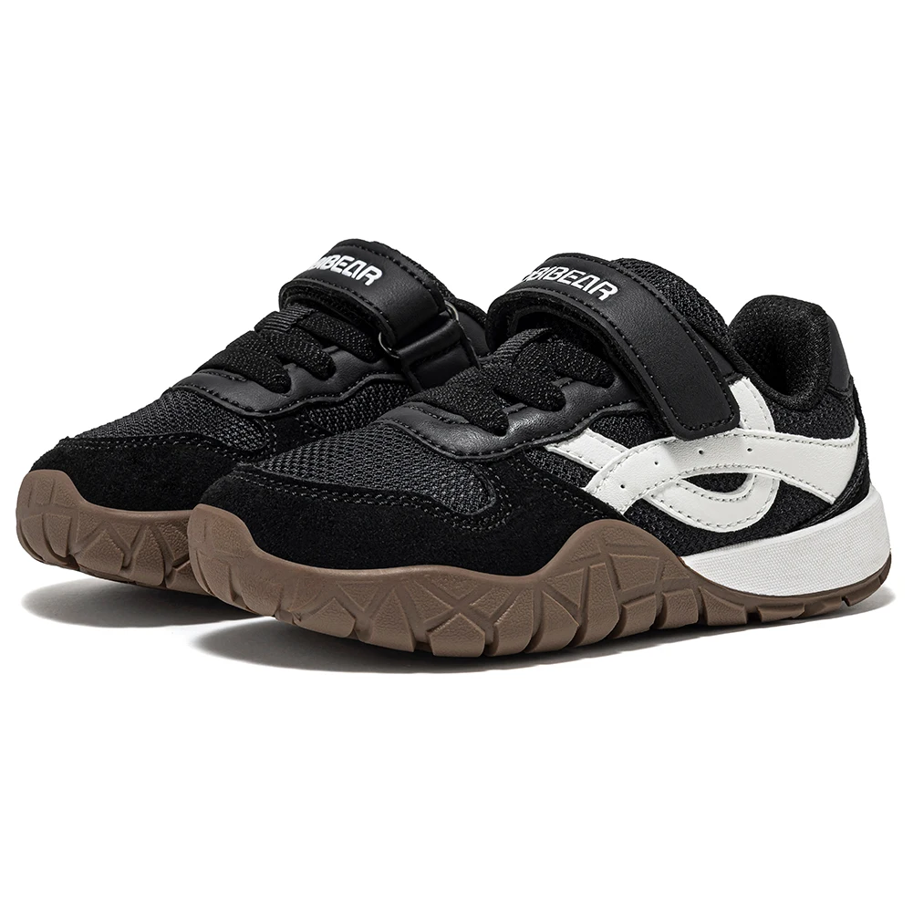 HOBIBEAR Toddler Kids Wide Toe Hiking Sneakers Artificial Leather Mesh Walking Shoes Trekking Outdoor Running Hook-Loop Sneaker
