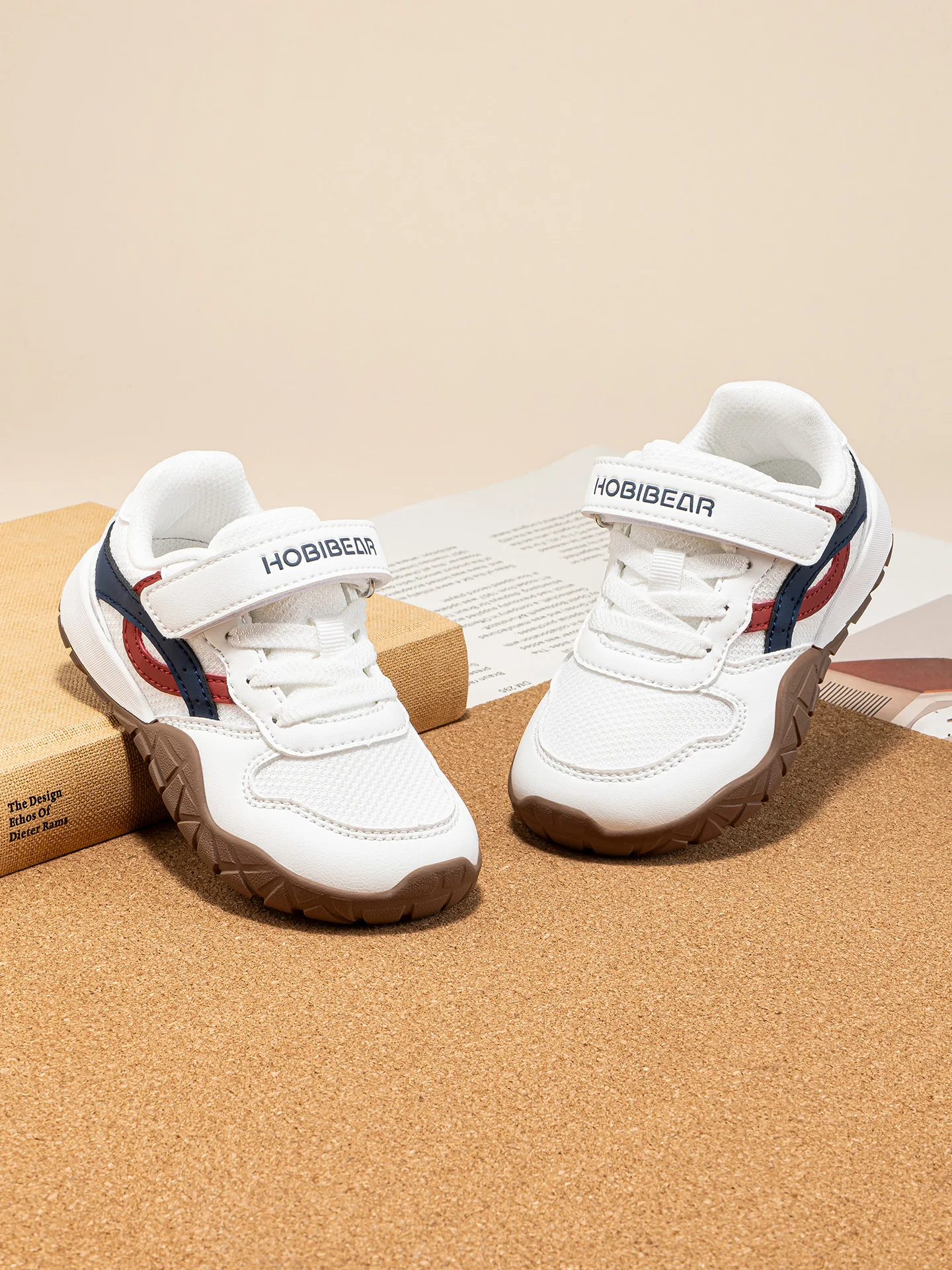 HOBIBEAR Toddler Kids Wide Toe Hiking Sneakers Artificial Leather Mesh Walking Shoes Trekking Outdoor Running Hook-Loop Sneaker