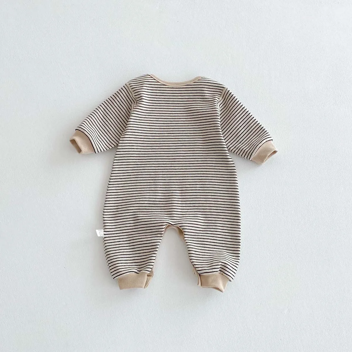 Korean Style Baby Autumn and Winter Long Sleeve Striped Boneless Envelope Collar Jumpsuit for Boys and Girls Baby Comfortable Ho